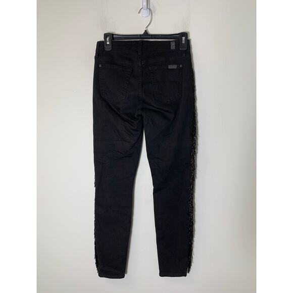 7 For All Mankind Black Stretch Skinny Ankle Jeans Sz 26 - Picture 2 of 2
